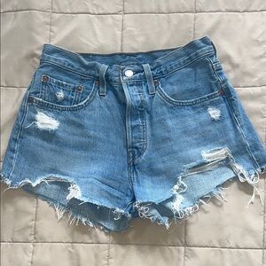 Levi’s 501 Denim High Rise Distressed Women’s Blue Jean Shorts 26
